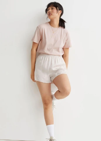 Футболка,пудровий, H&M Basic - (255192380)