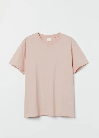 Футболка,пудровий, H&M Basic - (255192380)