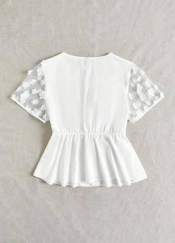 Белая блуза на запах, с баской SHEIN