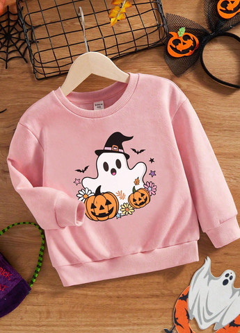 SHEIN світшот малюнок світло-рожевий кежуал поліестер