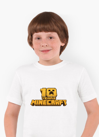 Белая демисезонная футболка детская майнкрафт (minecraft)(9224-1171) MobiPrint