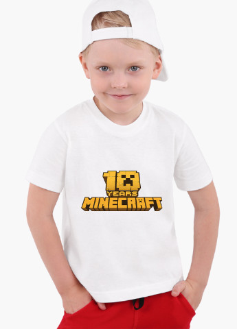 Белая демисезонная футболка детская майнкрафт (minecraft)(9224-1171) MobiPrint