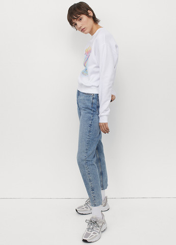 Свитшот H&M - Свободный крой надпись белый кэжуал хлопок, трикотаж - (257222544)