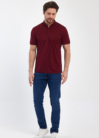 Бордовая футболка-поло для мужчин Trend Collection однотонная