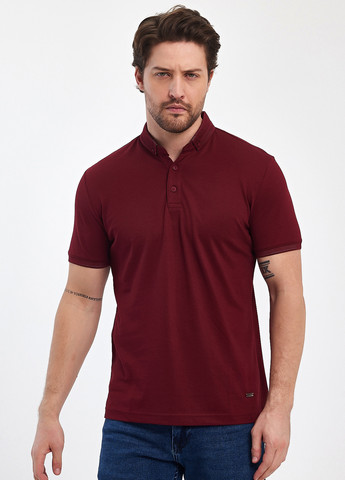 Бордовая футболка-поло для мужчин Trend Collection однотонная