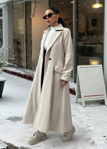 Бежевое зимнее Пальто двубортное SHEIN