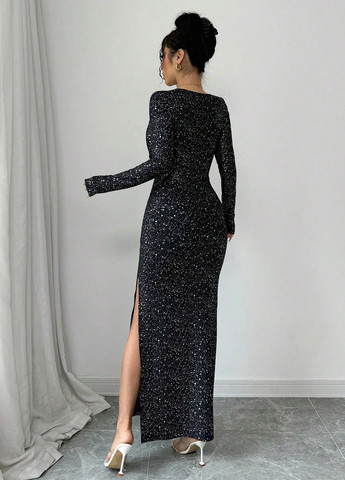 Чорна вечірня сукня SHEIN однотонна