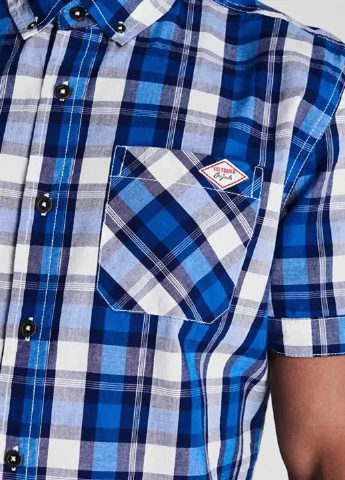 Синяя кэжуал рубашка в клетку Lee Cooper с коротким рукавом