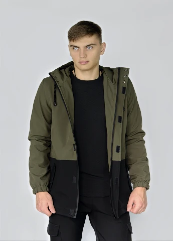 Оливковая (хаки) демисезонная куртка softshell "citizen" хаки-черная Intruder