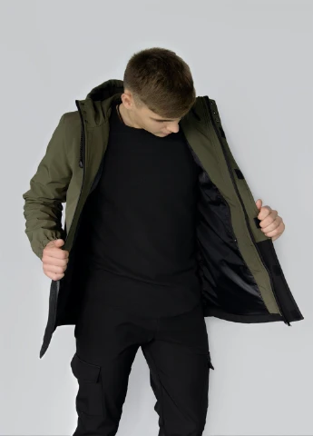 Оливковая (хаки) демисезонная куртка softshell "citizen" хаки-черная Intruder
