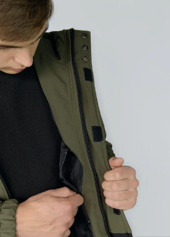 Оливковая (хаки) демисезонная куртка softshell "citizen" хаки-черная Intruder