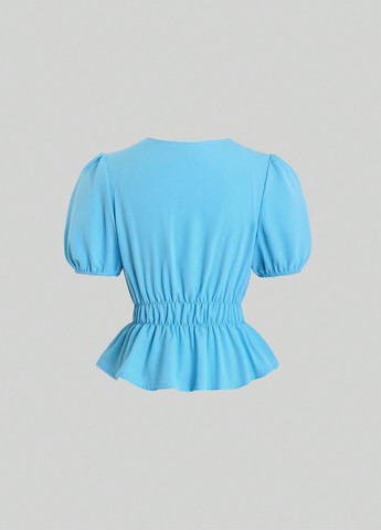 Голубая блуза с баской SHEIN