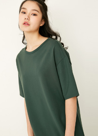 Темно-зелена кежуал сукня сукня-футболка Only однотонна