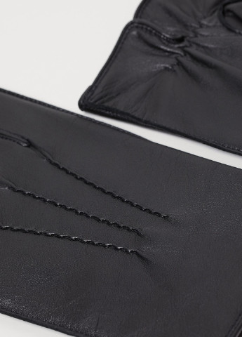 Перчатки H&M однотонные чёрные кэжуалы натуральная кожа