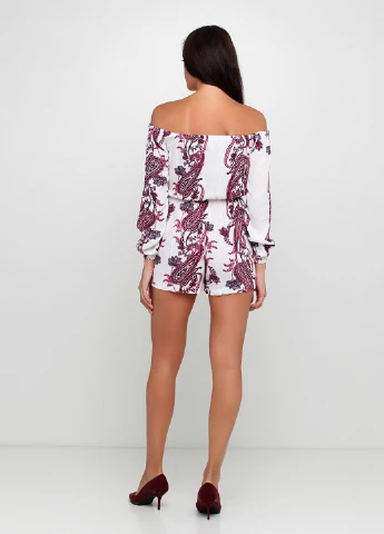 Комбинезон PrettyLittleThing комбинезон-шорты рисунок белый кэжуал вискоза