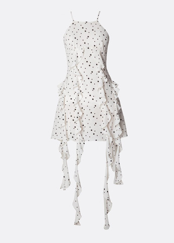 Белое коктейльное, кэжуал платье с открытой спиной Gepur в горошек