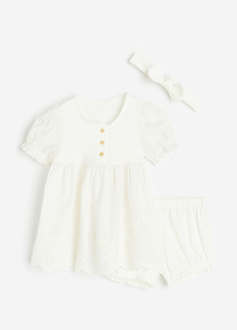 Білий літній комплект (сукня, трусики, пов'язка) H&M