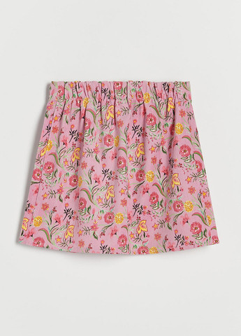 Розовая кэжуал цветочной расцветки юбка Reserved а-силуэта (трапеция), на запах