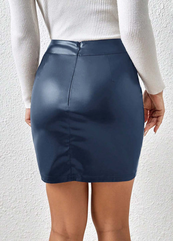 Темно-синяя кэжуал однотонная юбка SHEIN карандаш