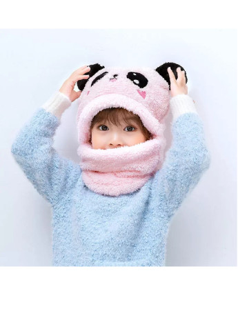 Дитячий Снуд Панда з вушками Мишка тепла шапка-шарф 2 в 1 зимова шапка-шолом балаклава унісекс Коричневий NoName Шапка (250441831)