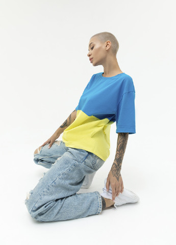 Сине-желтая летняя футболка Kari Shop Atelier