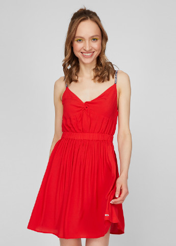 Червона кежуал плаття, сукня кльош Tommy Hilfiger однотонна
