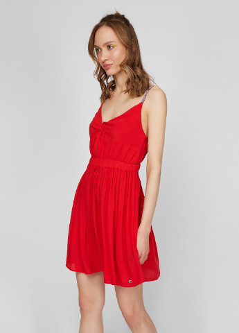 Червона кежуал плаття, сукня кльош Tommy Hilfiger однотонна