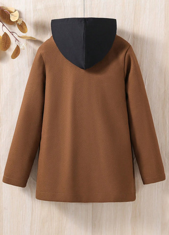 Коричневое демисезонное Пальто однобортное SHEIN