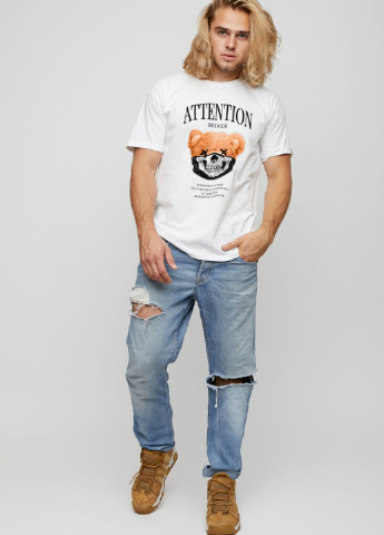 Біла футболка чоловіча basic /air print/ YAPPI