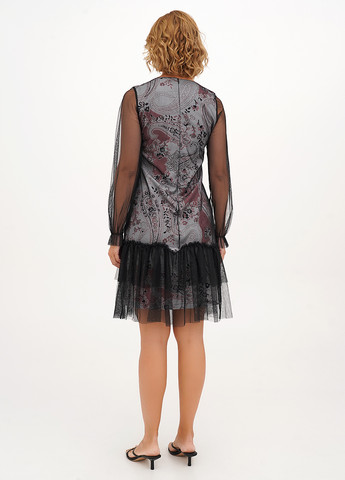 Бордова кежуал сукня кльош Imperial з квітковим принтом