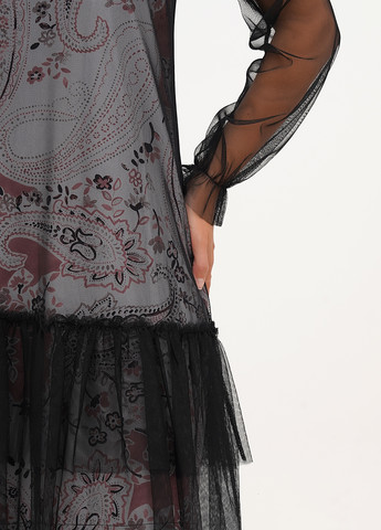 Бордова кежуал сукня кльош Imperial з квітковим принтом