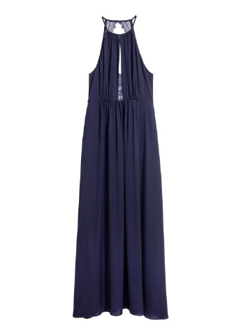Темно-синя вечірня сукня з відкритими плечима H&M однотонна