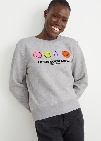 Серый свитшот C&A меланж без декора (322986948)