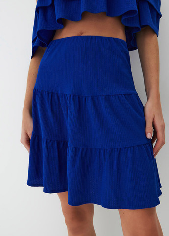 Синяя кэжуал однотонная юбка Mohito клешированная