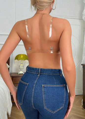 Чёрный невидимка бюстгальтер SHEIN с косточками полиамид