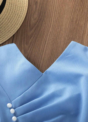 Синий летний костюм (блуза, брюки) SHEIN