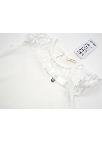 Біла літня футболка дитяча з мереживом (12904-110g-cream) Breeze