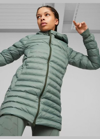 Серо-зеленая демисезонная куртка 84940644 Puma Packlite Primaloft Long Hooded Jacket