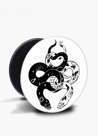 Попсокет (Popsockets) тримач для смартфону Інь Янь Змії (Yin Yang Snake) (8754-2850) Чорний MobiPrint (221548555)