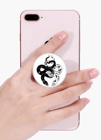 Попсокет (Popsockets) тримач для смартфону Інь Янь Змії (Yin Yang Snake) (8754-2850) Чорний MobiPrint (221548555)