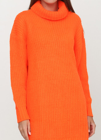 Кислотно-оранжевое кэжуал платье платье-водолазка Boohoo однотонное