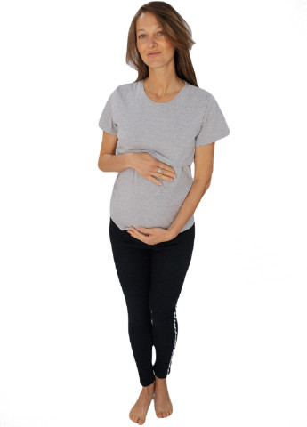 Серая всесезон 8203 футболка для беременных с секретом для кормления серая HN