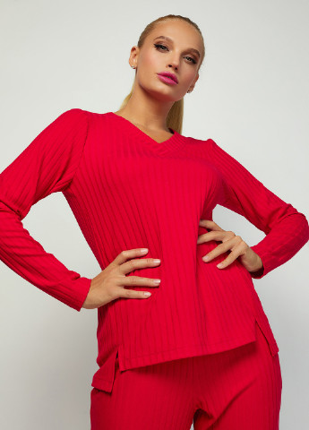 Костюм (пуловер, брюки) Miledi брючный однотонный красный кэжуал хлопок