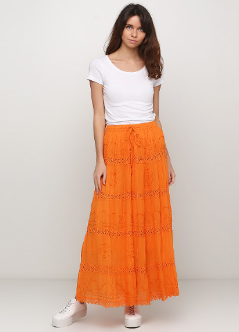 Оранжевая кэжуал однотонная юбка Sol Clothing а-силуэта (трапеция)