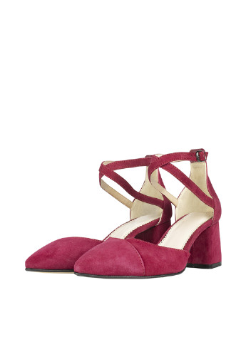 Светло-бордовые женские кэжуал туфли на среднем каблуке - фото