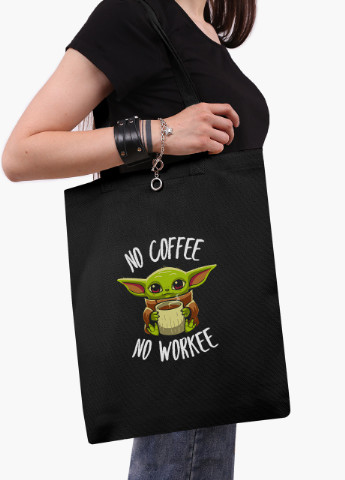 Еко сумка шоппер чорна Бейбі Йода (Baby Yoda The Mandalorian) на блискавці (9227-1987-BKZ) MobiPrint (236265629)