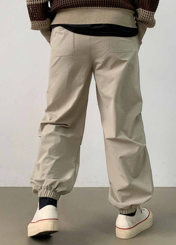 Бежевые кэжуал демисезонные джоггеры брюки SHEIN