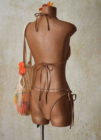 Темно-бежевий літній купальник (ліф, трусики) бікіні, роздільний SHEIN