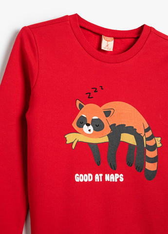 KOTON свитшот рисунок красный кэжуал хлопок