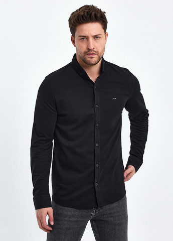 Черная кэжуал рубашка однотонная Trend Collection